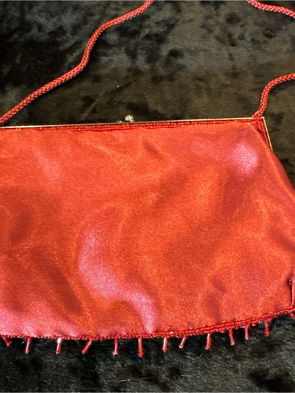 Red Beaded Evening Bag - Designer Style